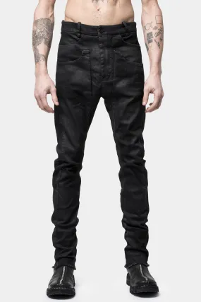 Layered pocket resinated jeans