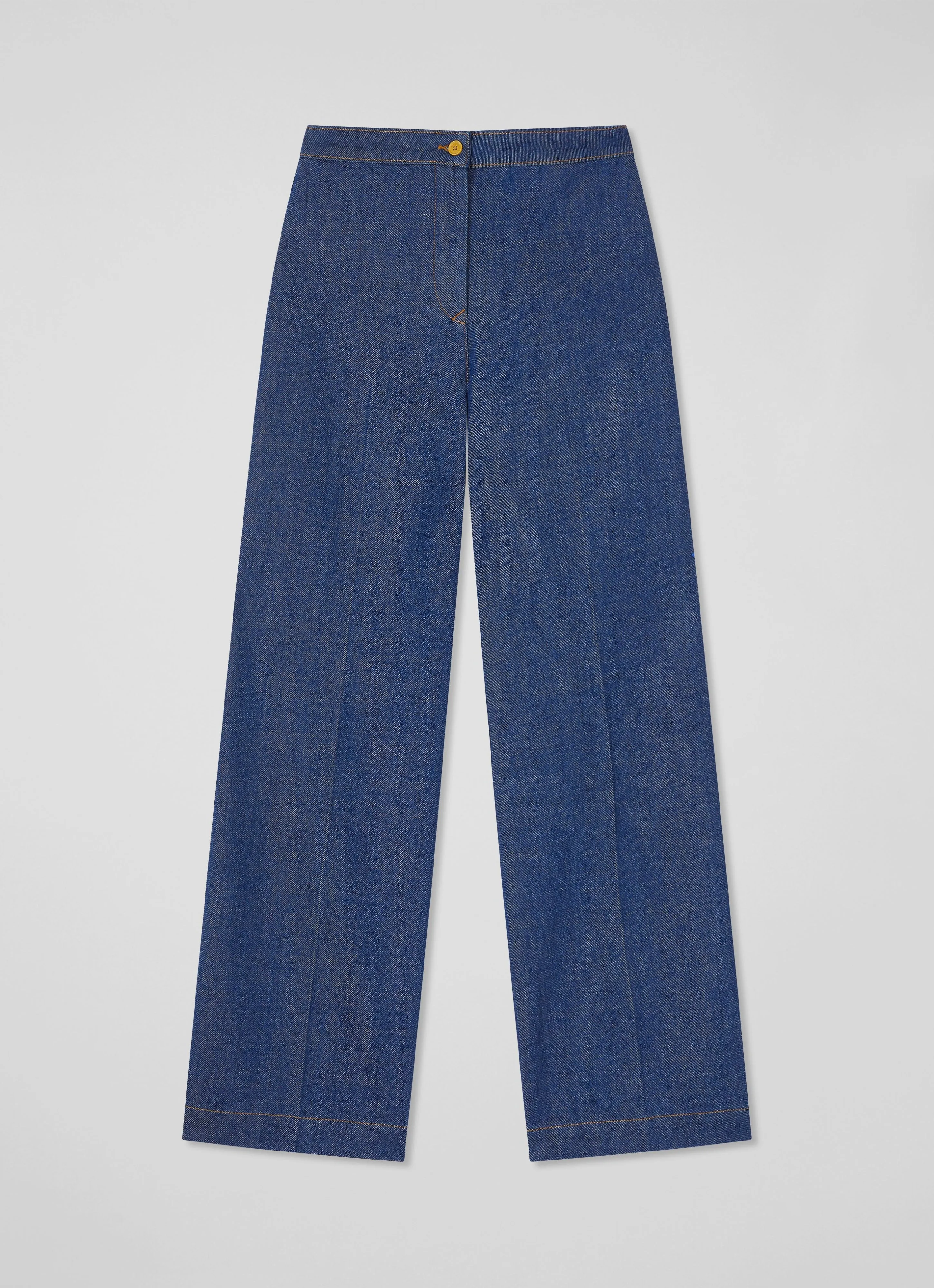 LK Bennett Ami Organic Cotton Denim Wide-Leg Trousers