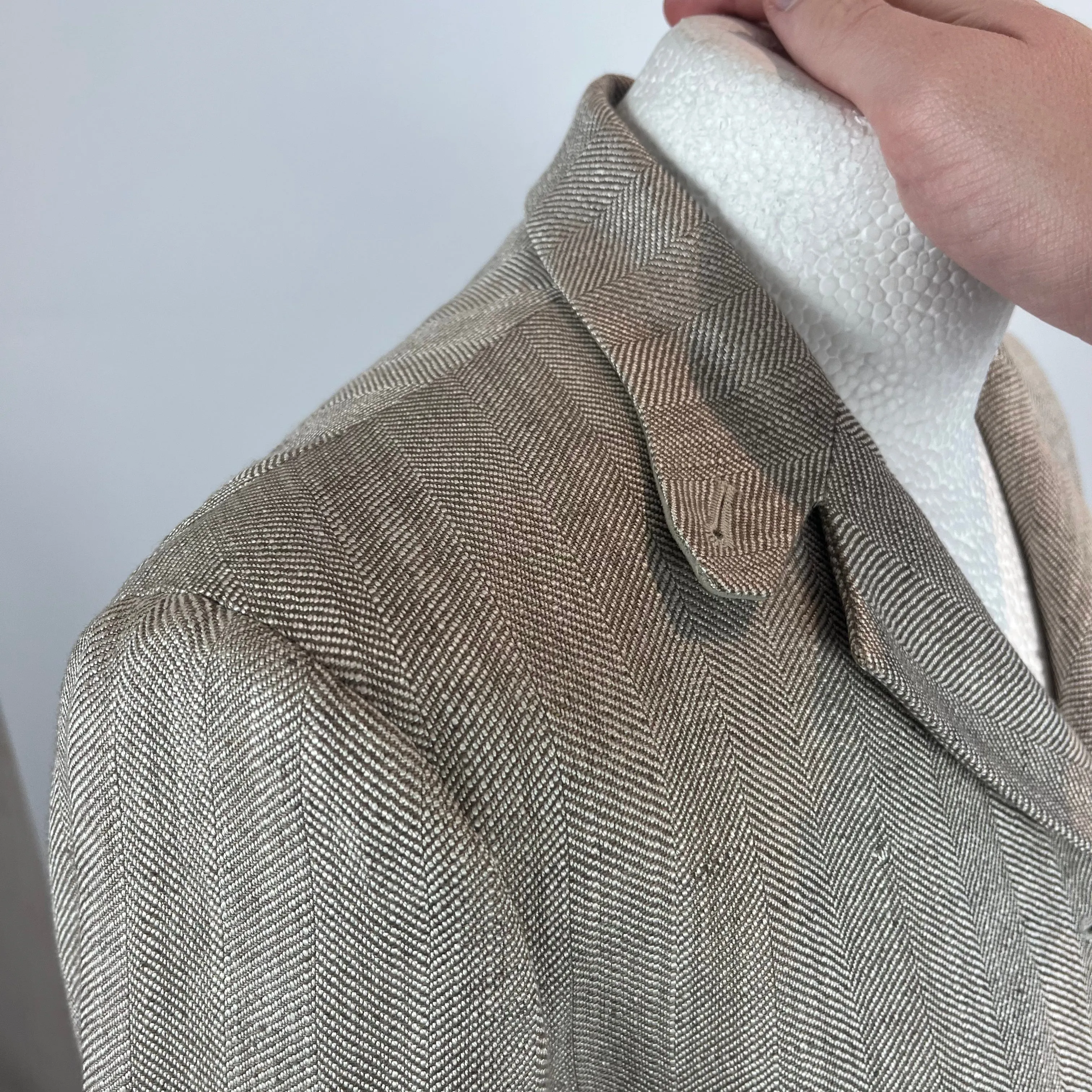 Loro Piana Moss Herringbone Linen Jacket S