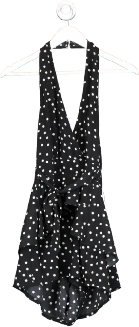 Love & Other Things Black Polka Dot Halter Mini Dress UK S