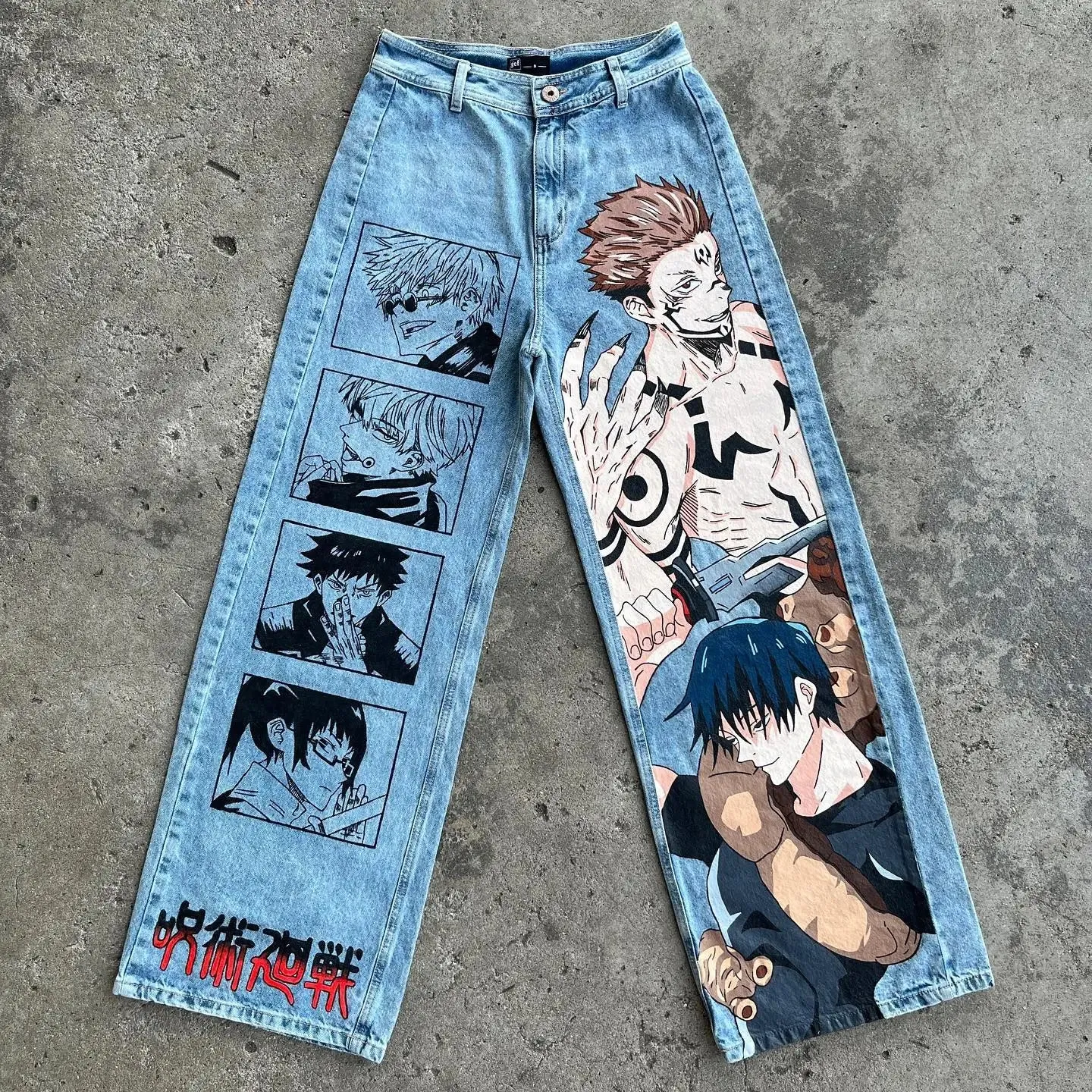 Men's Y2K Jeans Hip Hop Anime Jujutsu Kaisen, My Hero Academia Harajuku Print Pants