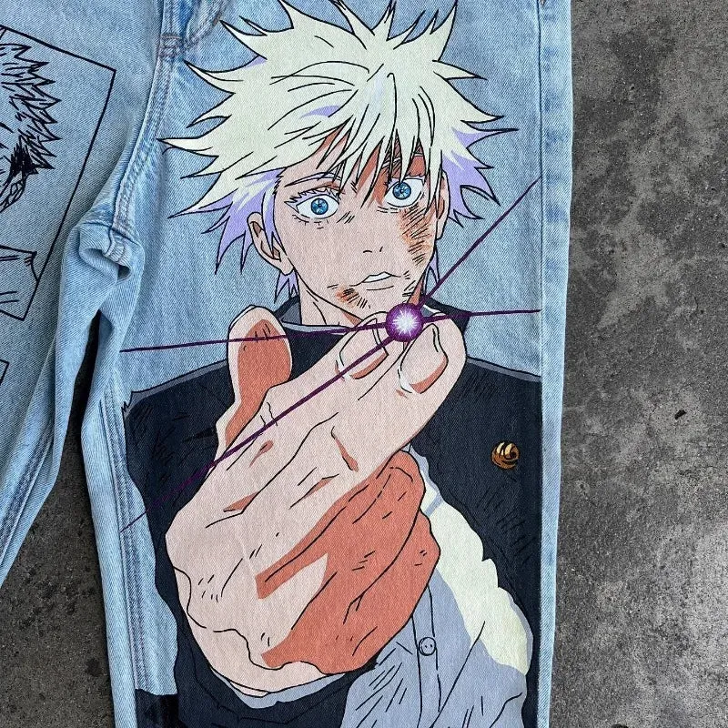 Men's Y2K Jeans Hip Hop Anime Jujutsu Kaisen, My Hero Academia Harajuku Print Pants