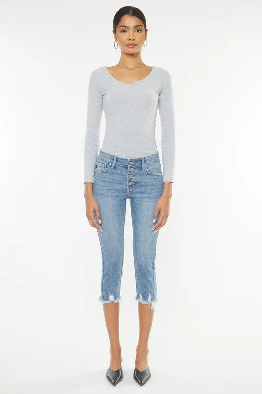 MID RISE CAPRI JEAN PANTS