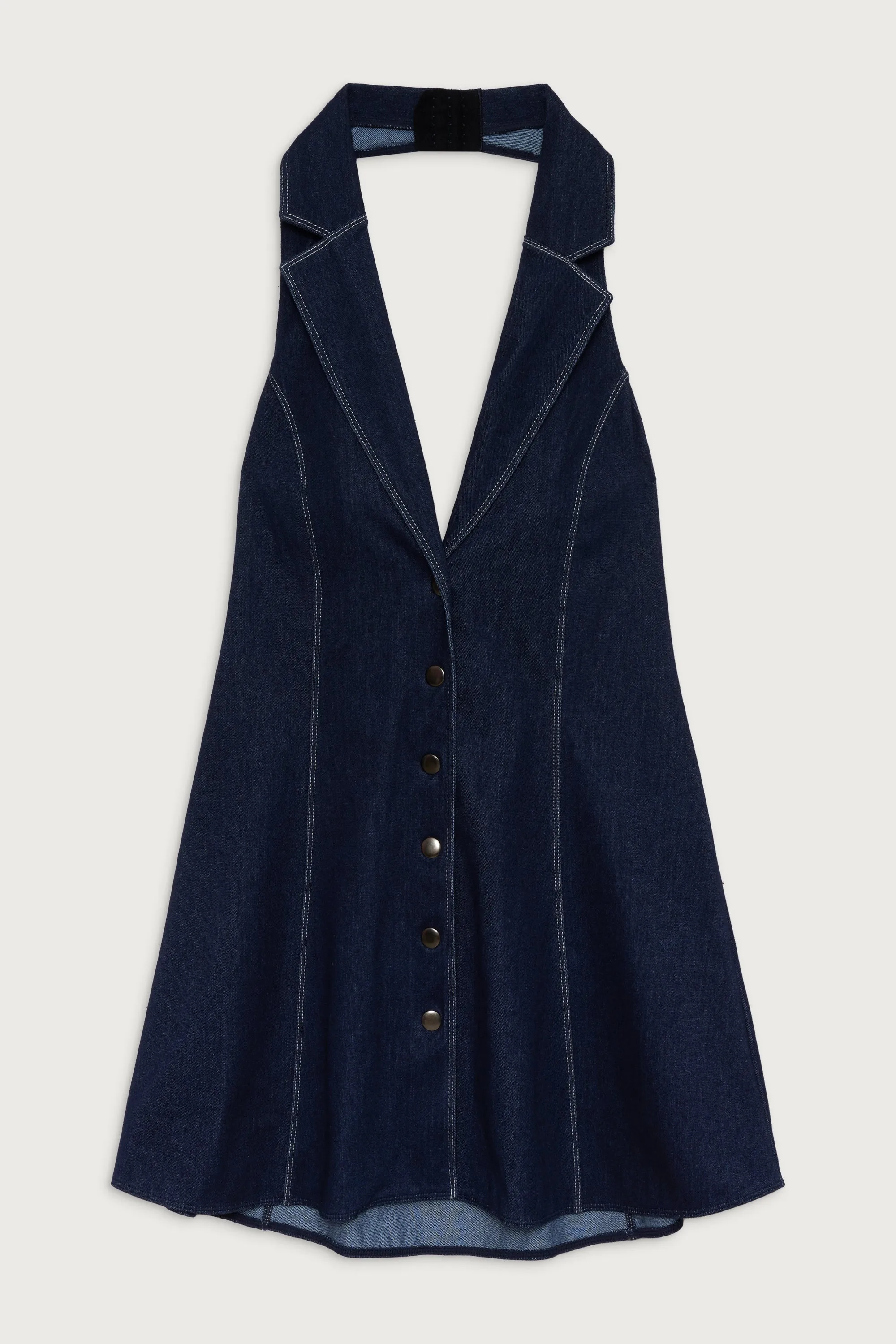 Moonlight Denim Halter Dress - Blue Denim