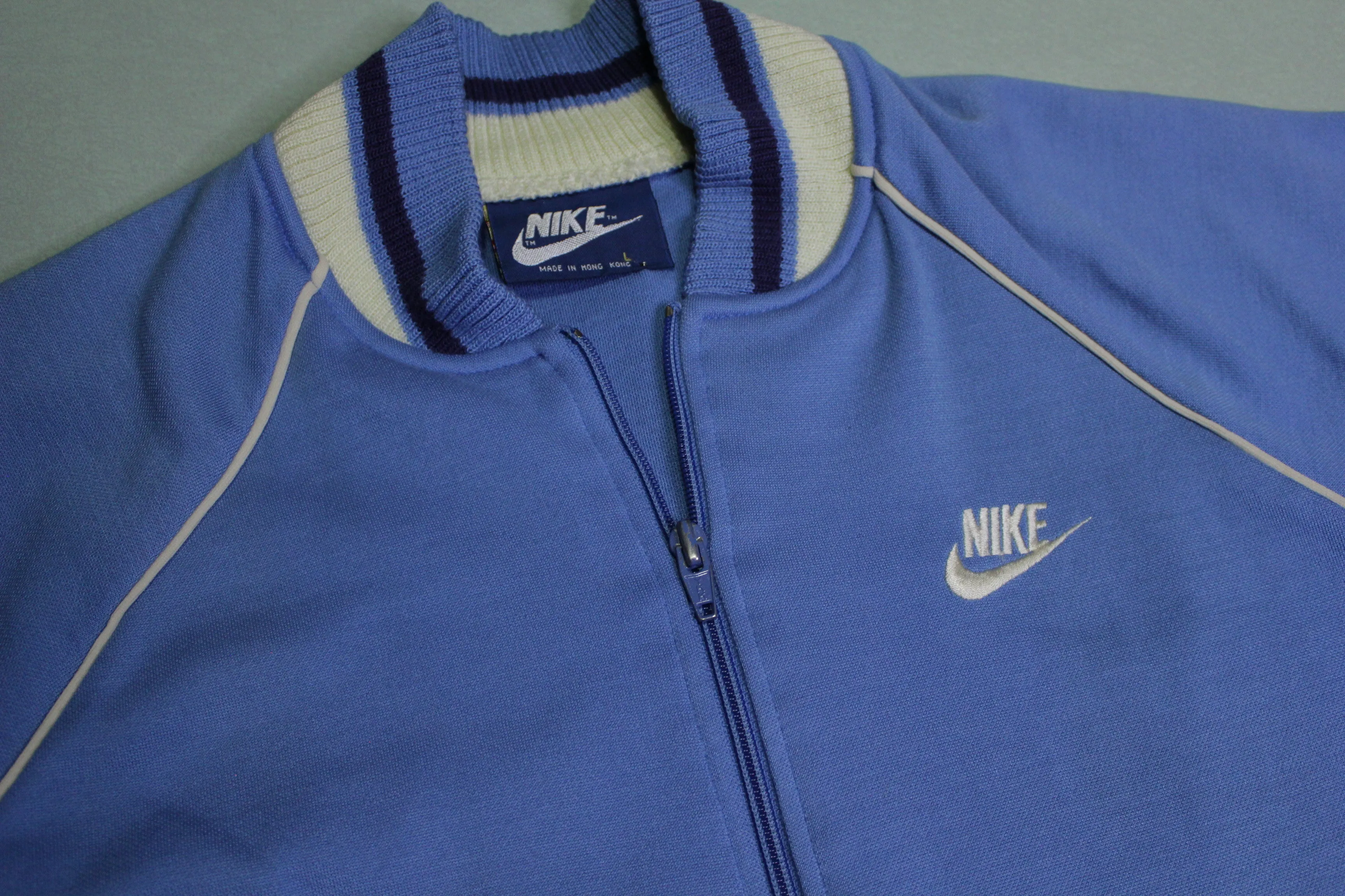 Nike Blue Tag Off Center Swoosh Check Embroidered Vintage 80's Track Sweatshirt Jacket