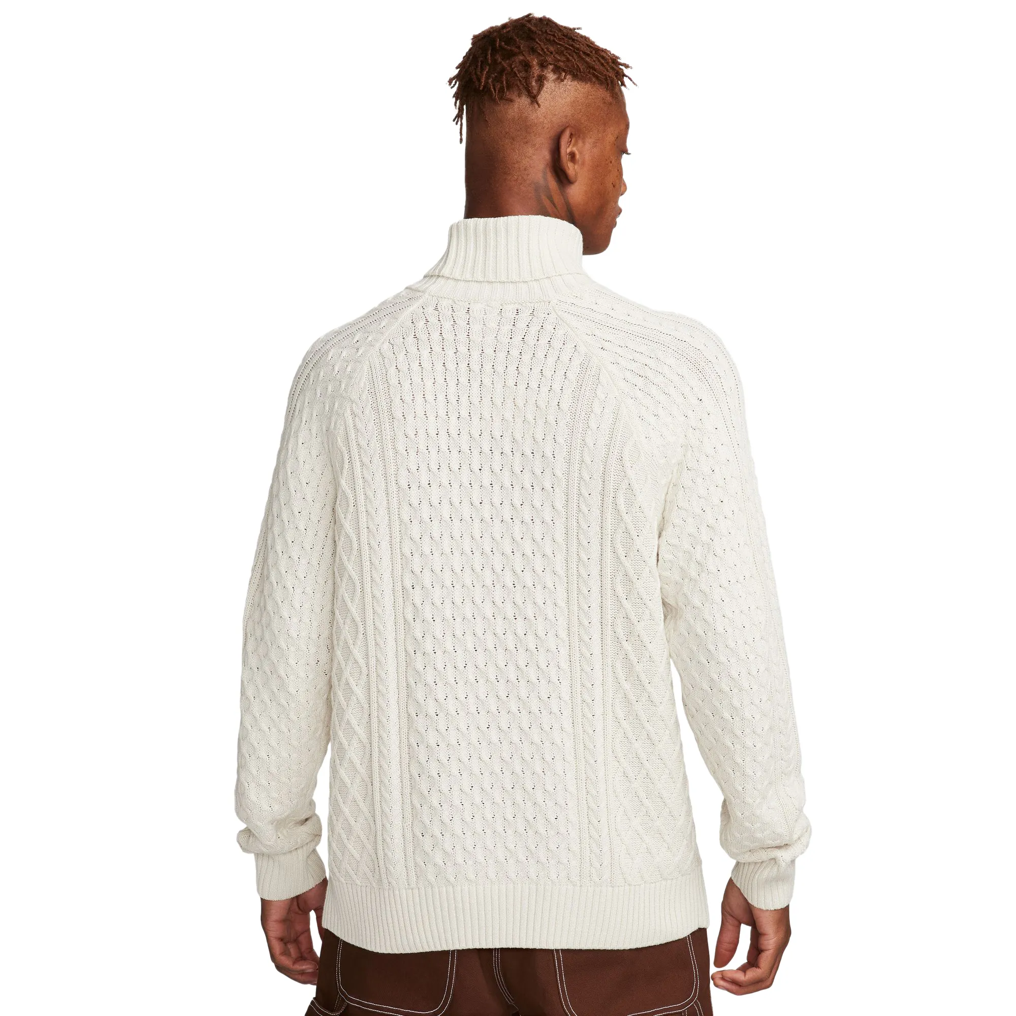 Nike Life Mens Cable Knit Turtleneck 'Light Bone" FB7770-072