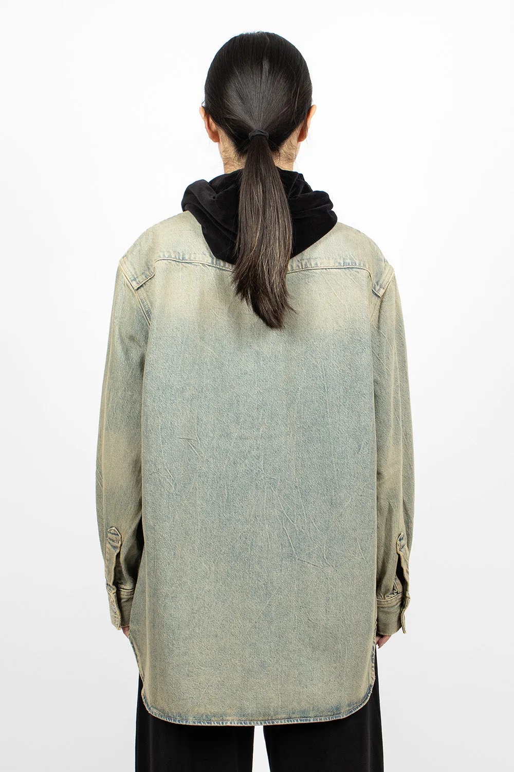 Oversized Denim Shirt Blue/Beige