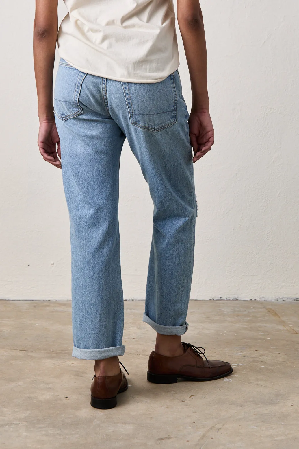 OWEN SLOUCHY STRAIGHT JEAN WITH DESTRUCTION / RIDGE WASH