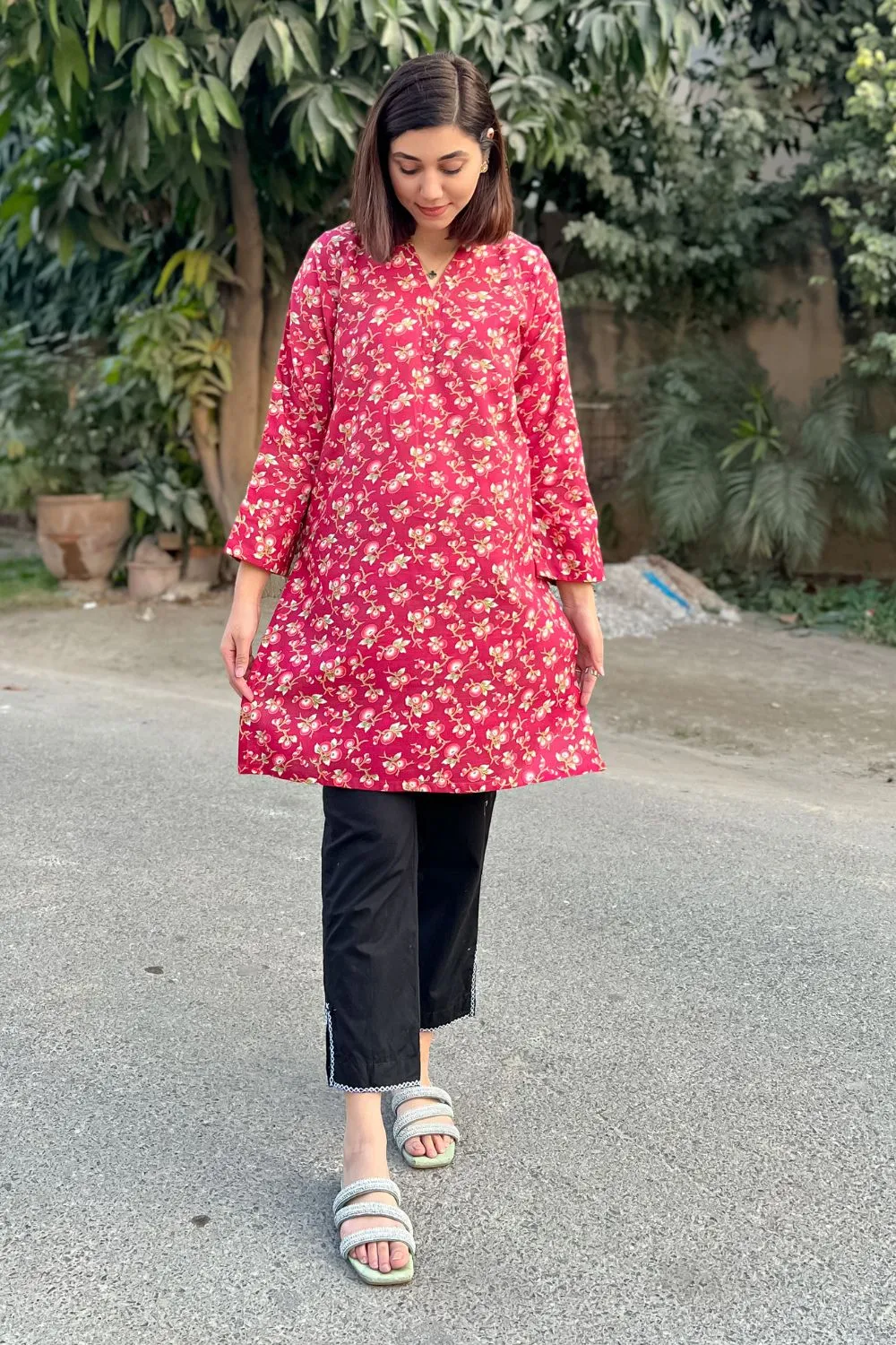 Printed Khaddar Kurti - D32