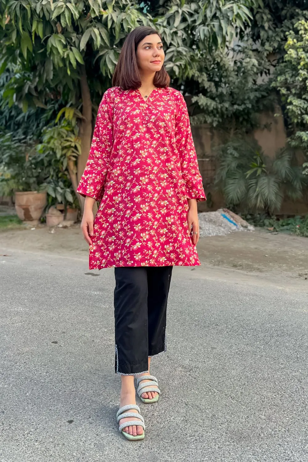 Printed Khaddar Kurti - D32