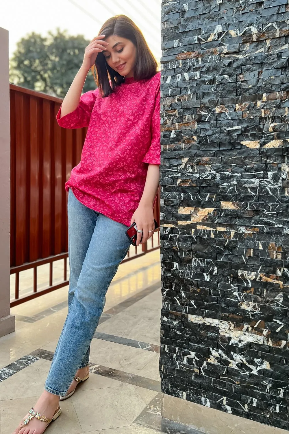 Printed Khaddar Kurti - D40