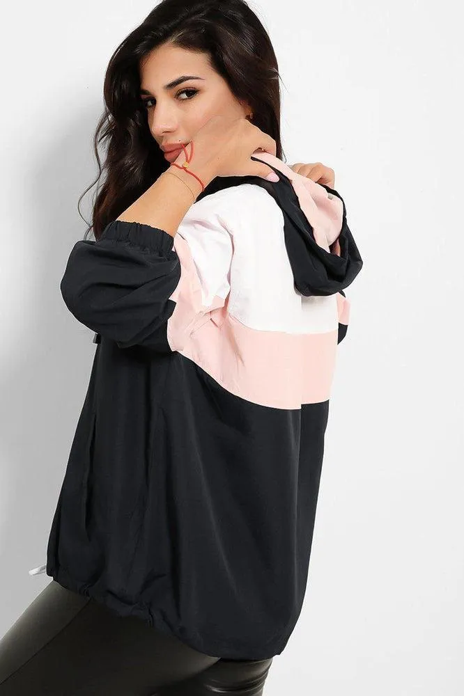 Retro Style Colour Block Zipped Windbreaker