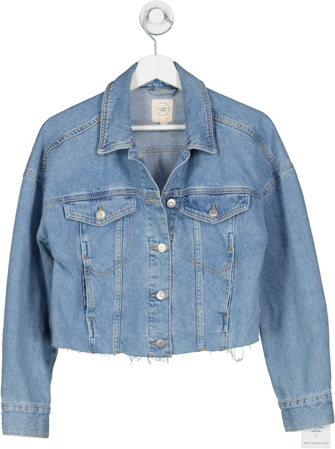 River Island Blue Denim Cropped Jacket UK XS