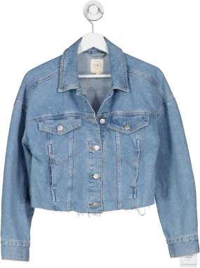 River Island Blue Denim Cropped Jacket UK XS