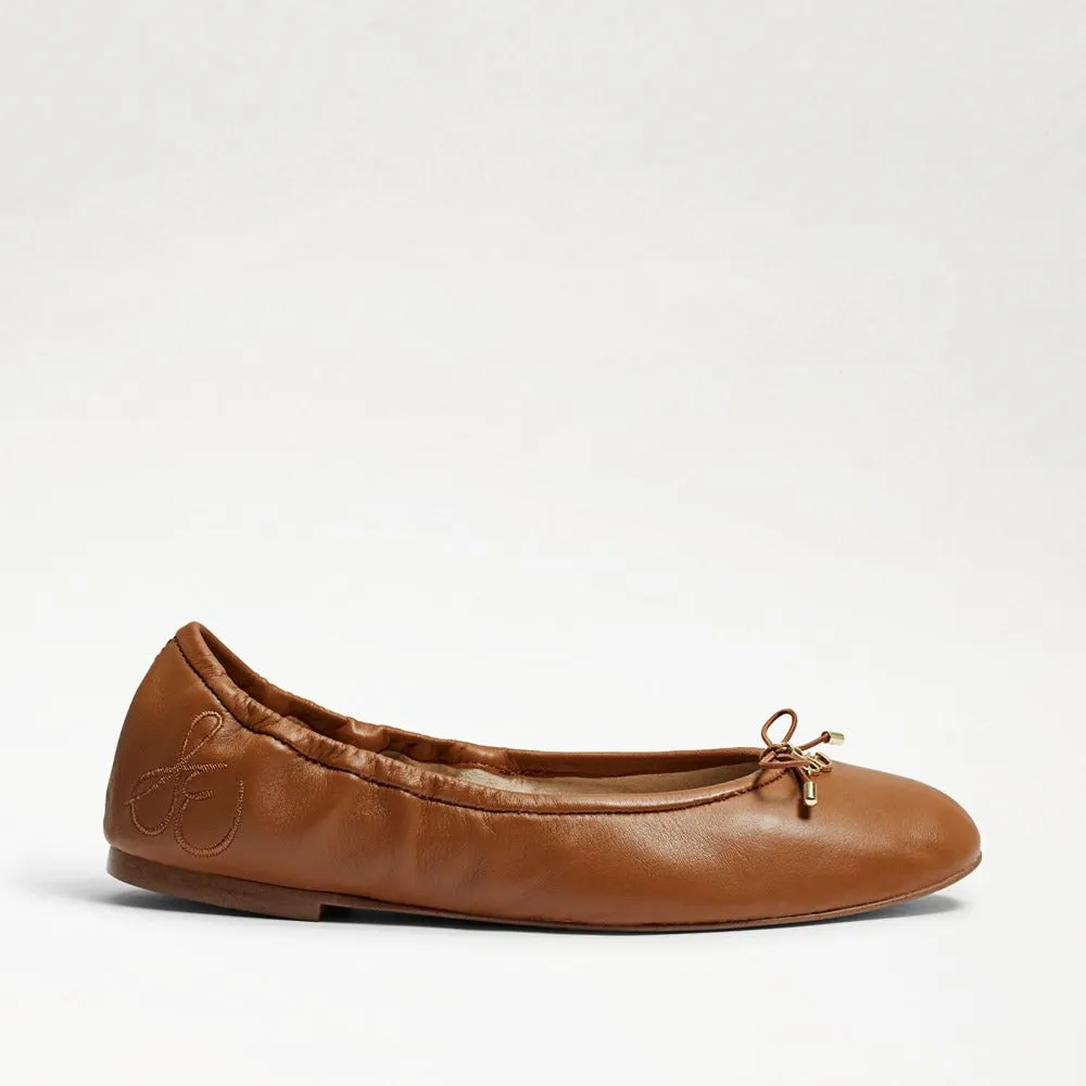 Sam Edelman Felicia Brown Slip On Rounded Toe Bow Detailed Wide Ballet Flats