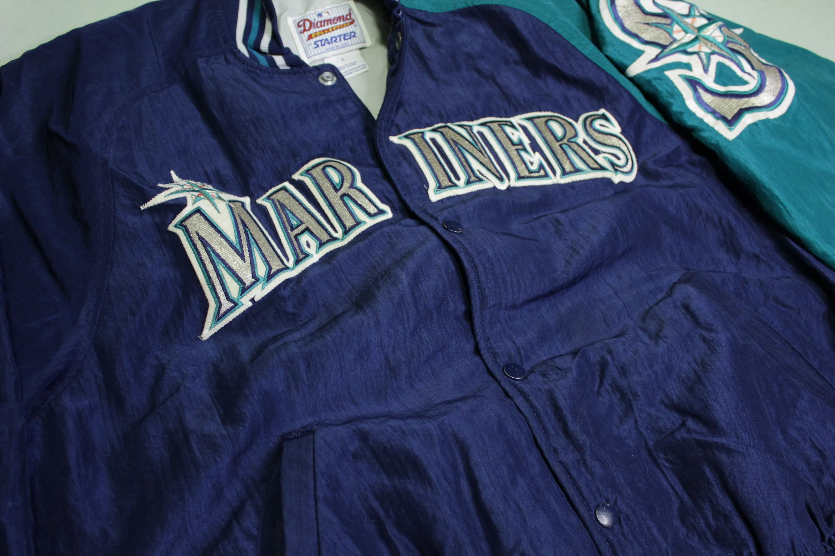 Seattle Mariners Vintage Diamond Collection Made in USA 90's Big Patch Starter Jacket