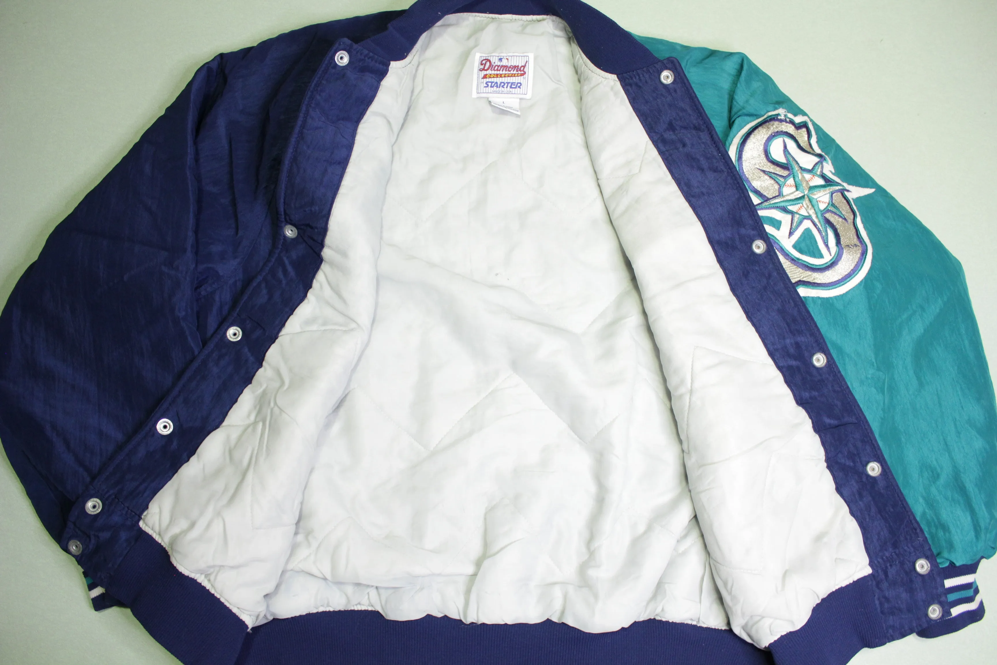 Seattle Mariners Vintage Diamond Collection Made in USA 90's Big Patch Starter Jacket