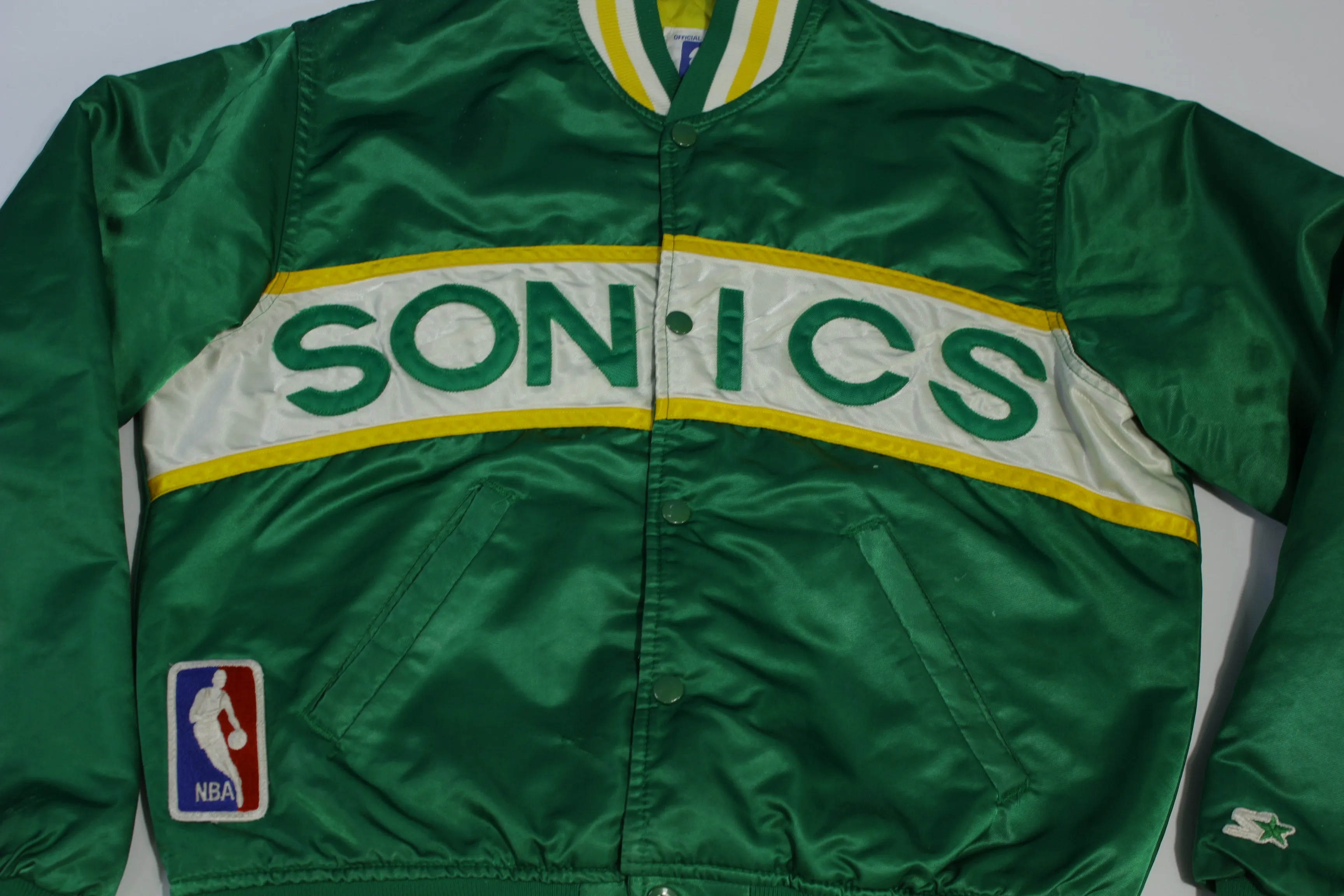 Seattle Sonics Quilt Lined Vintage 80's Made in USA Starter Jacket