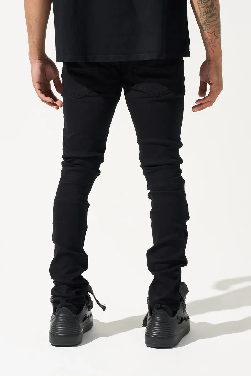 SERENEDE Stylish Peace Black Skinny Jeans for Effortless Chic Look