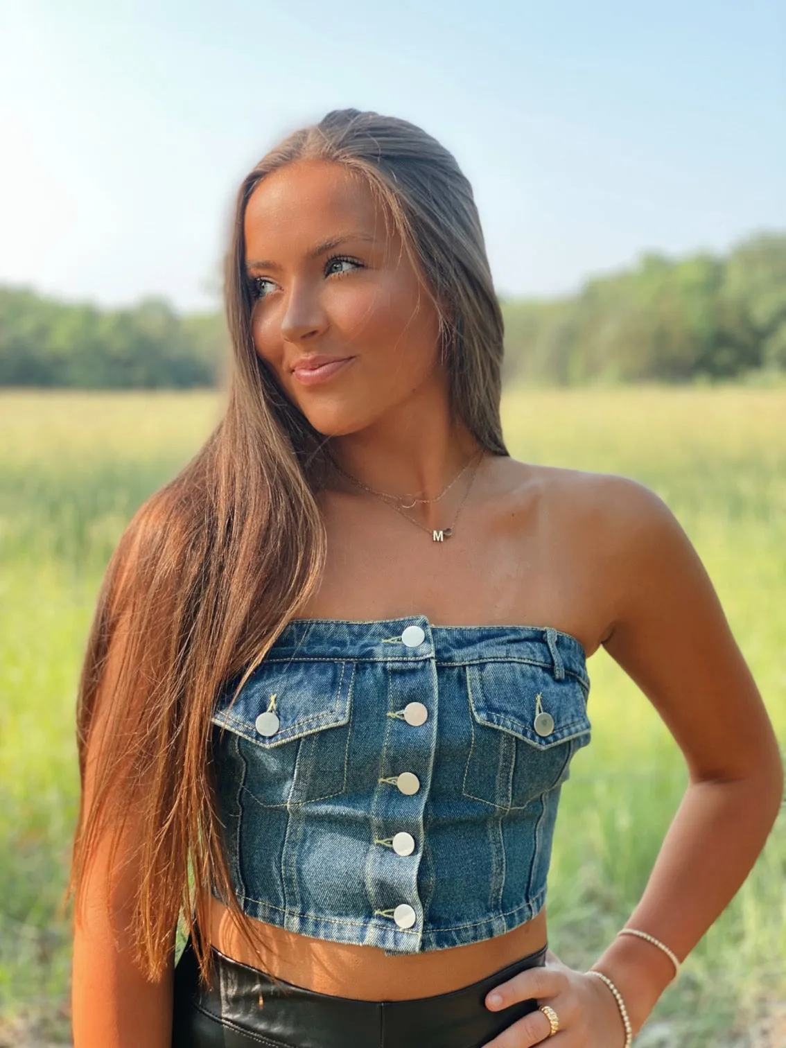 Sleeveless Denim Top