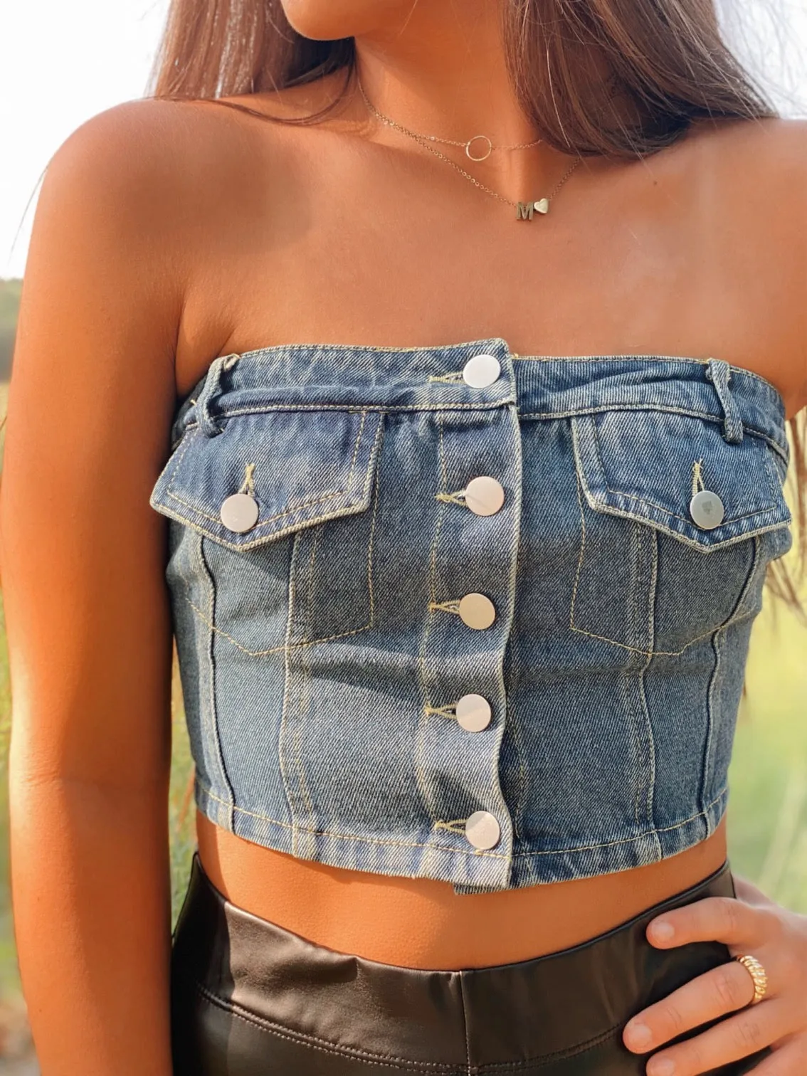 Sleeveless Denim Top