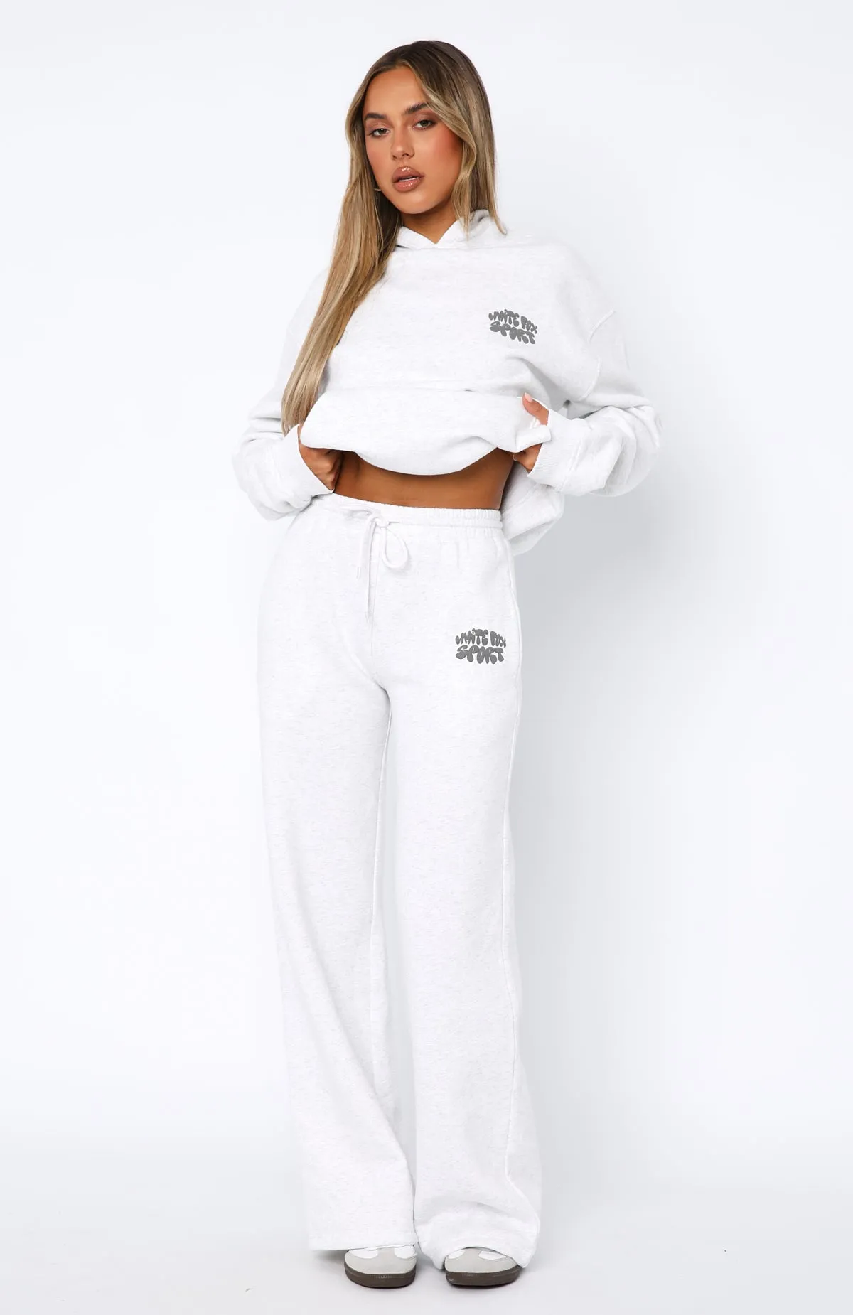 Sport Luxe Wide Leg Sweatpants Grey Marle