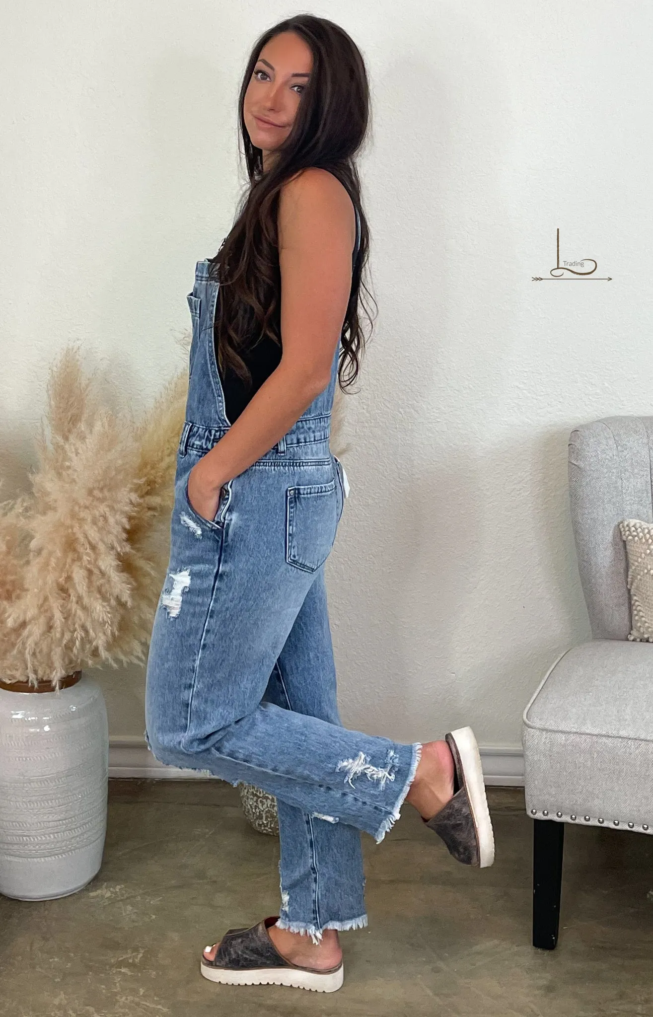 The Giddings ~Distressed Denim Overalls