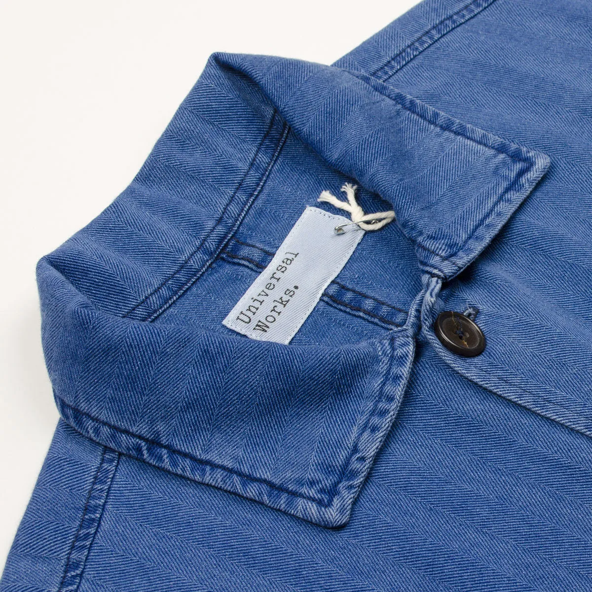 Universal Works - Travail Overshirt Herringbone Denim - Faded Indigo