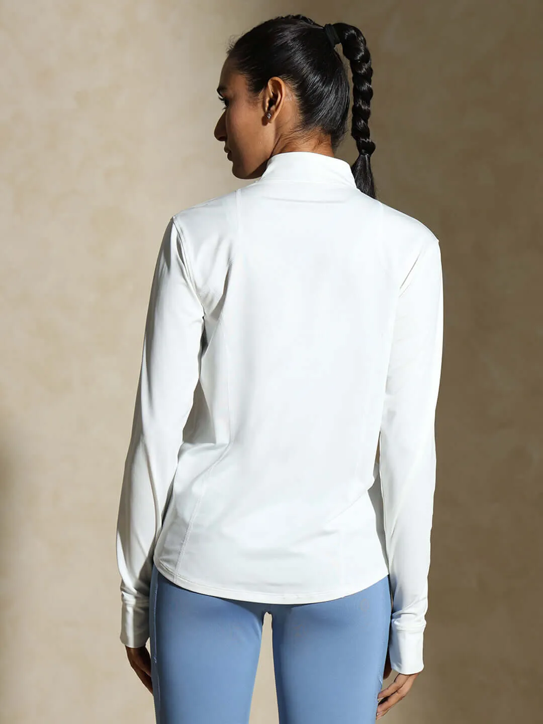 Women's Ath Runner Zip Neck White