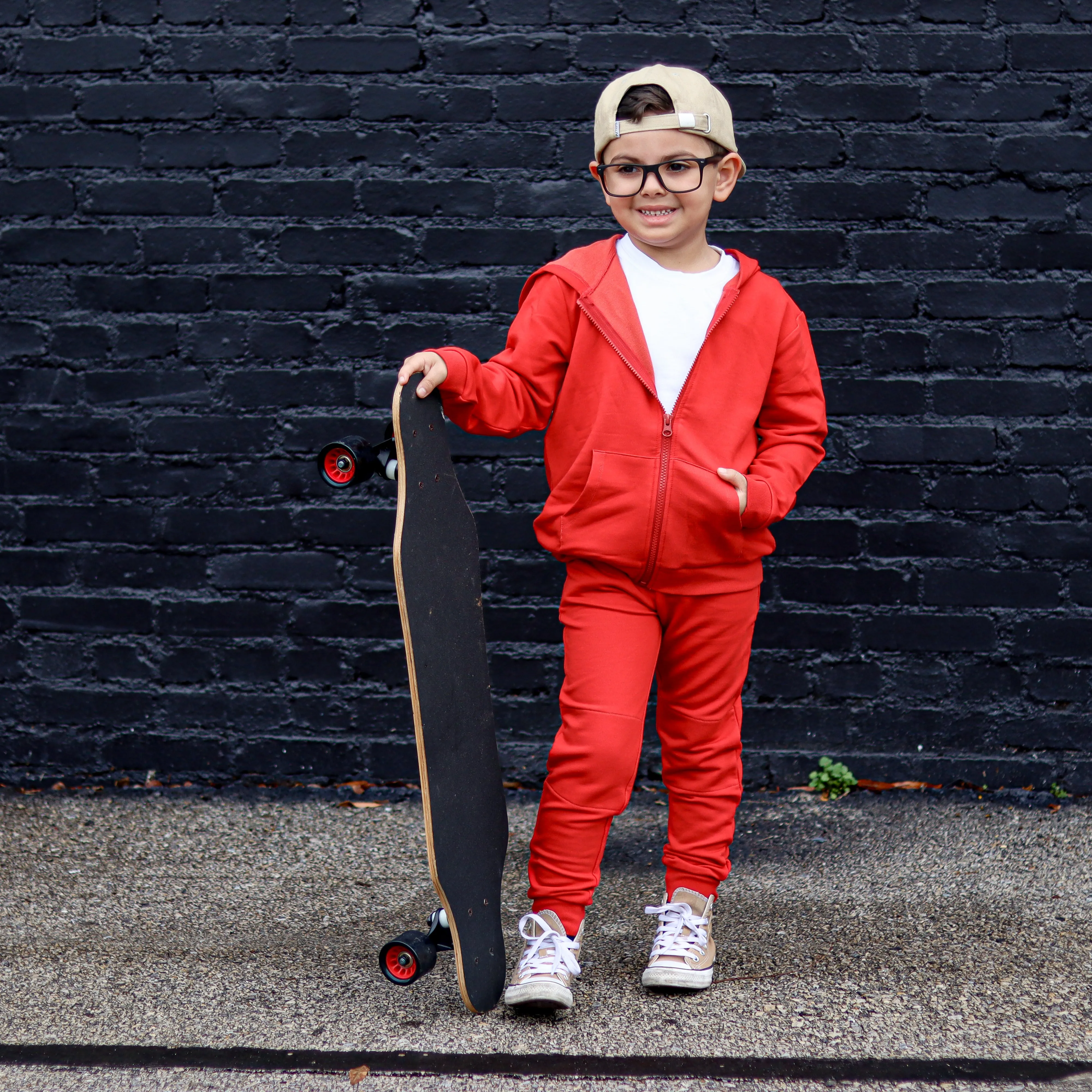 ZIP HOODIE- Red Bamboo French Terry